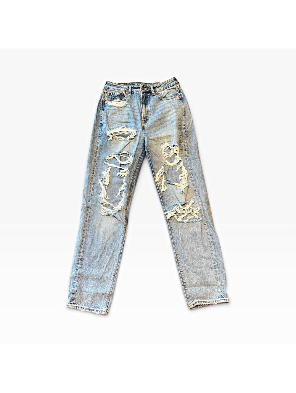 American Eagle Women’s Mom Jeans Size 6 Light Wash Distressed High Rise